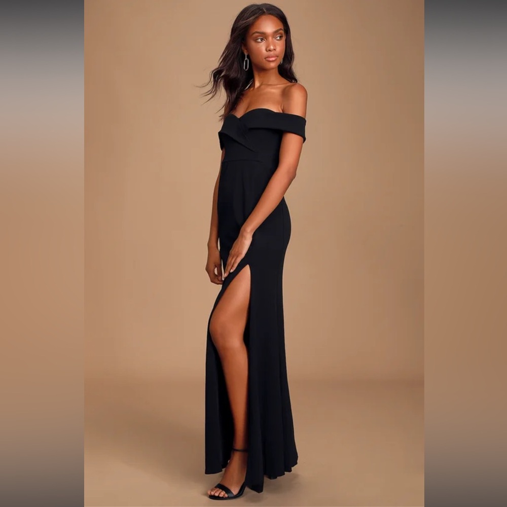 Lulus‎ Song of Love Black Off-the-Shoulder Maxi Dress in black size large